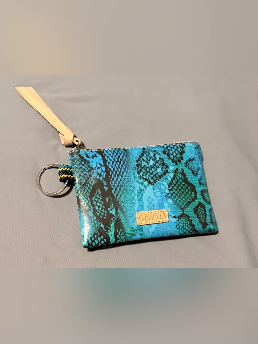Consuela Turquoise Snake-Print Wristlet Card Case